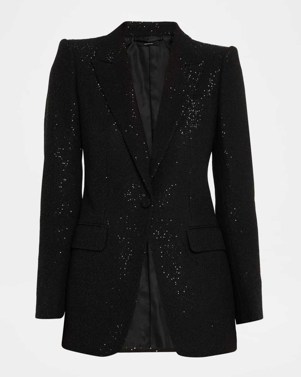 Sequined Single-Breasted Blazer Jacket
